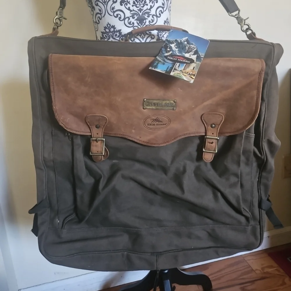 Vintage High Sierra Leather & Canvas Garment Weekender Bag – Carry-On Nwt